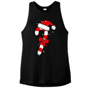 Christmas Candy Cane Santa Xmas Ladies PosiCharge Tri-Blend Wicking Tank