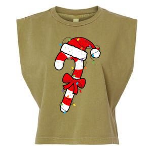 Christmas Candy Cane Santa Xmas Garment-Dyed Women's Muscle Tee