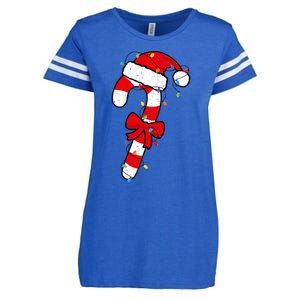 Christmas Candy Cane Santa Xmas Enza Ladies Jersey Football T-Shirt