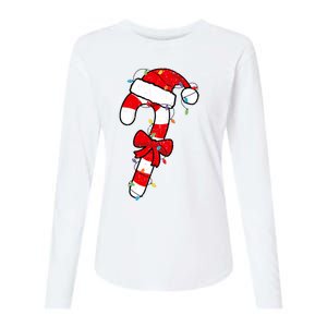 Christmas Candy Cane Santa Xmas Womens Cotton Relaxed Long Sleeve T-Shirt