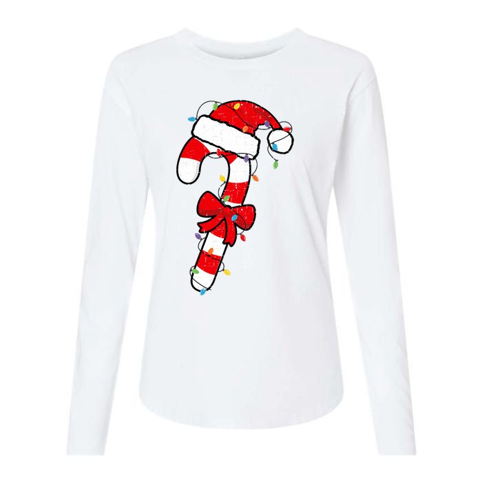 Christmas Candy Cane Santa Xmas Womens Cotton Relaxed Long Sleeve T-Shirt