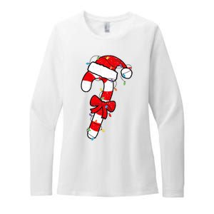 Christmas Candy Cane Santa Xmas Womens CVC Long Sleeve Shirt