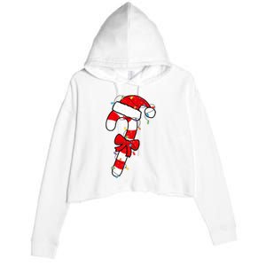 Christmas Candy Cane Santa Xmas Crop Fleece Hoodie