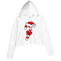 Christmas Candy Cane Santa Xmas Crop Fleece Hoodie