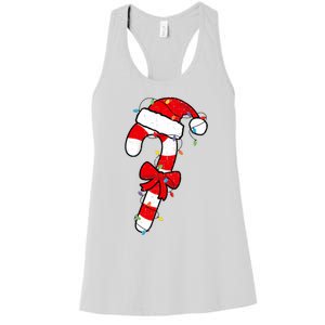 Christmas Candy Cane Santa Xmas Women's Racerback Tank