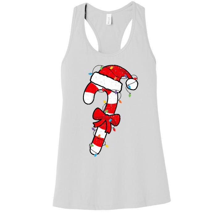 Christmas Candy Cane Santa Xmas Women's Racerback Tank