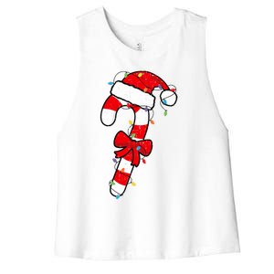 Christmas Candy Cane Santa Xmas Women's Racerback Cropped Tank