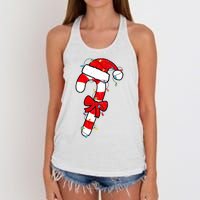 Christmas Candy Cane Santa Xmas Women's Knotted Racerback Tank