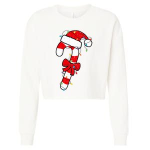 Christmas Candy Cane Santa Xmas Cropped Pullover Crew