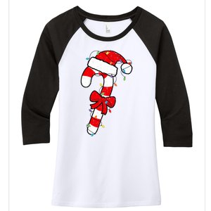 Christmas Candy Cane Santa Xmas Women's Tri-Blend 3/4-Sleeve Raglan Shirt