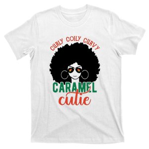 Curly Coily Curvy Caramel Cutie Black History Month T-Shirt