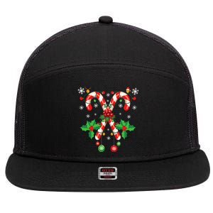 Christmas Candy Cane Santa Xmas 7 Panel Mesh Trucker Snapback Hat