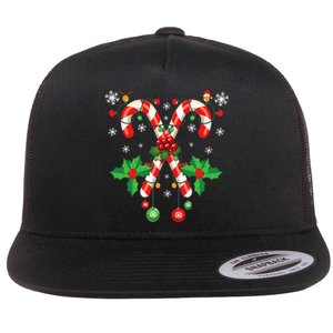 Christmas Candy Cane Santa Xmas Flat Bill Trucker Hat