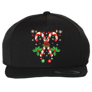 Christmas Candy Cane Santa Xmas Wool Snapback Cap