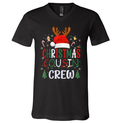 Cousin Crew Christmas Santa Squad Reindeer Party V-Neck T-Shirt