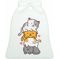 Cat Cats Cute Kitty Pile Anime Kawaii Neko Ceramic Bell Ornament