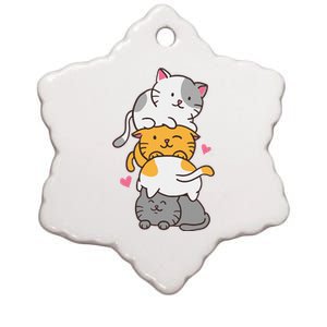 Cat Cats Cute Kitty Pile Anime Kawaii Neko Ceramic Star Ornament