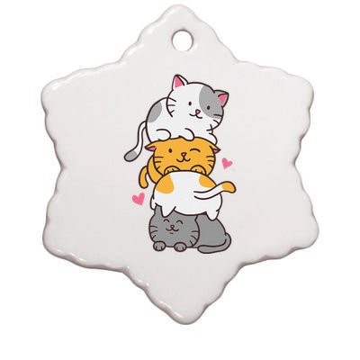 Cat Cats Cute Kitty Pile Anime Kawaii Neko Ceramic Star Ornament