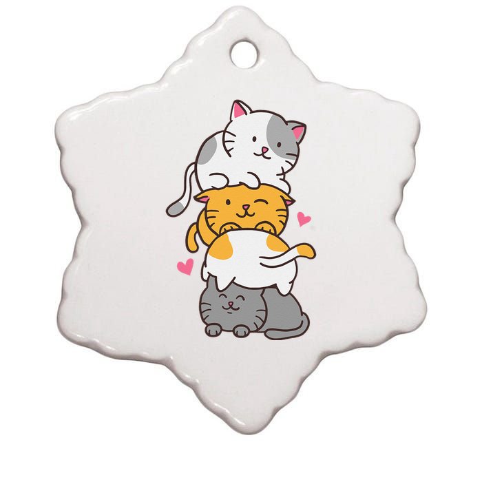 Cat Cats Cute Kitty Pile Anime Kawaii Neko Ceramic Star Ornament