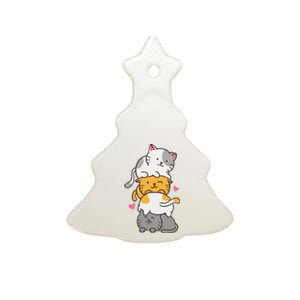 Cat Cats Cute Kitty Pile Anime Kawaii Neko Ceramic Tree Ornament