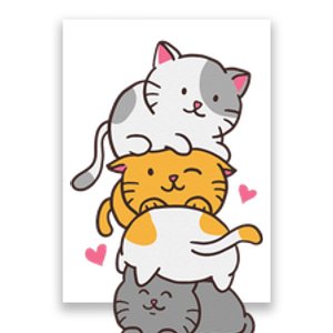 Cat Cats Cute Kitty Pile Anime Kawaii Neko Poster