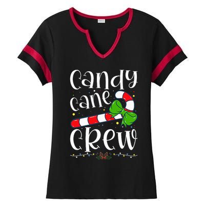 Candy Cane Crew Funny Christmas Candy Lover Xmas Ladies Halftime Notch Neck Tee