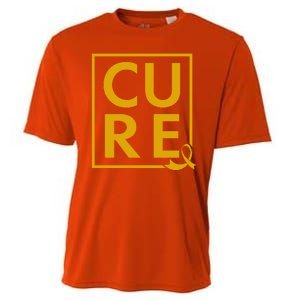 CURE Childhood Cancer Awareness Yellow Gold Ribbon Cooling Performance Crew T-Shirt