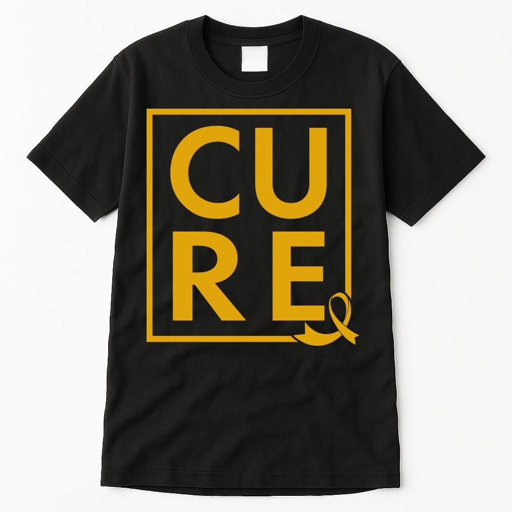 CURE Childhood Cancer Awareness Yellow Gold Ribbon Tall T-Shirt
