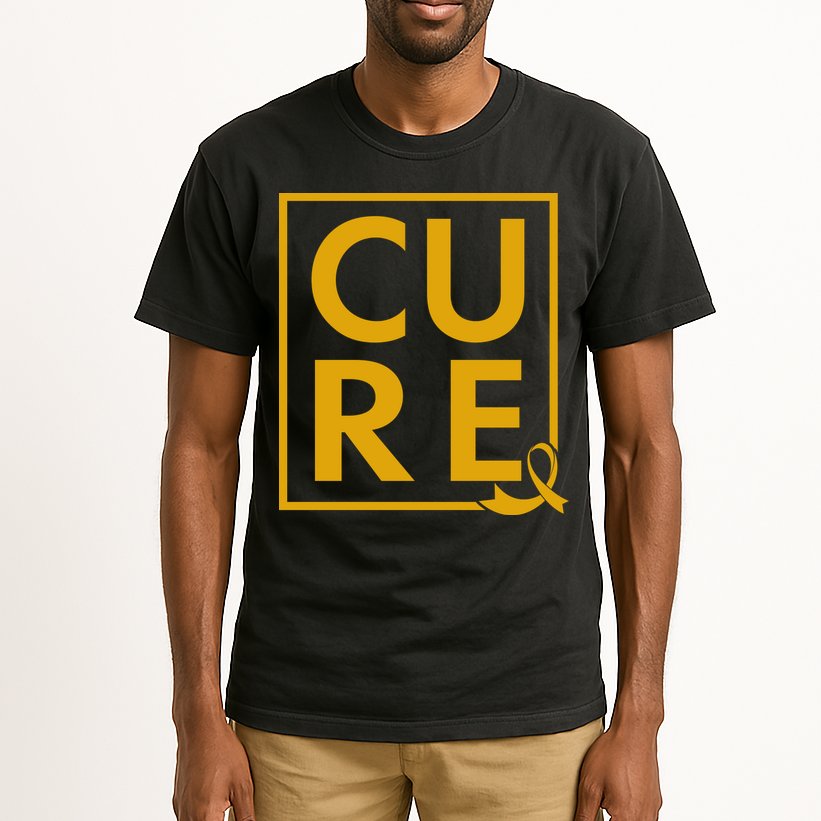 CURE Childhood Cancer Awareness Yellow Gold Ribbon Tall T-Shirt
