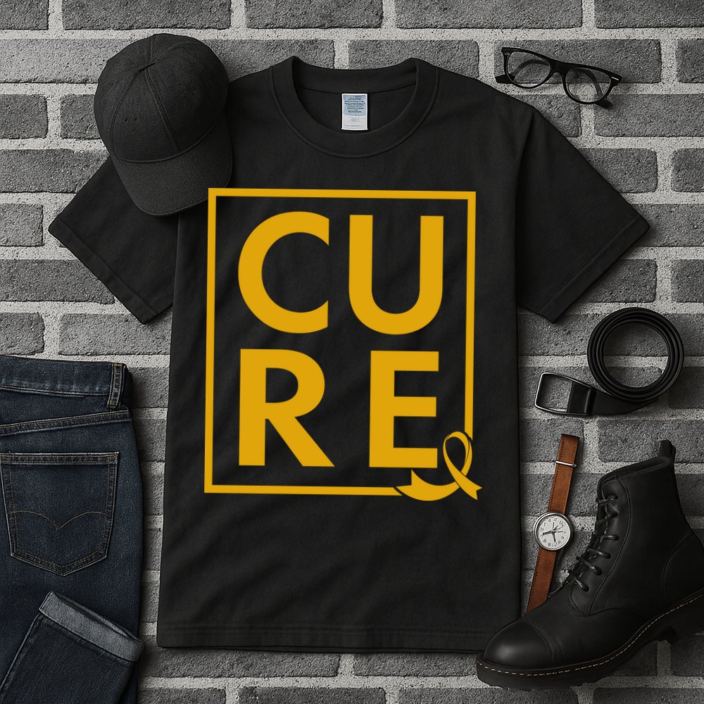 CURE Childhood Cancer Awareness Yellow Gold Ribbon Tall T-Shirt