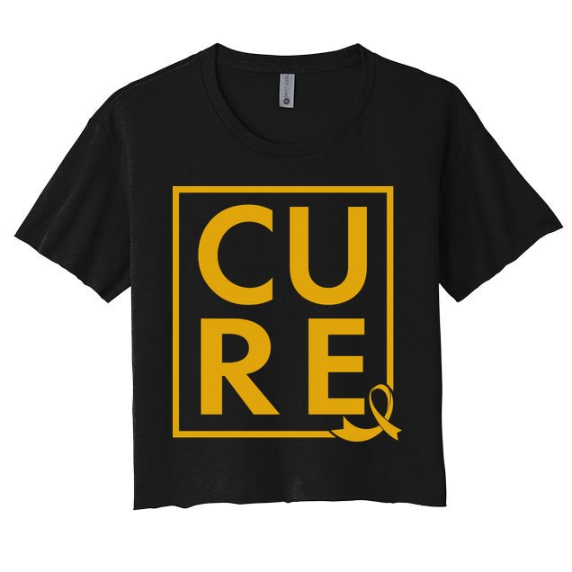 CURE Childhood Cancer Awareness Yellow Gold Ribbon Crop Top