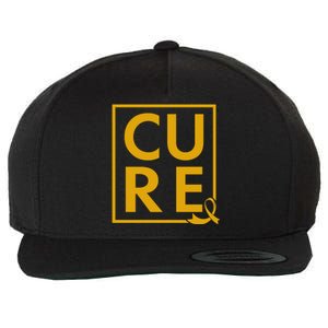 CURE Childhood Cancer Awareness Yellow Gold Ribbon Wool Snapback Cap