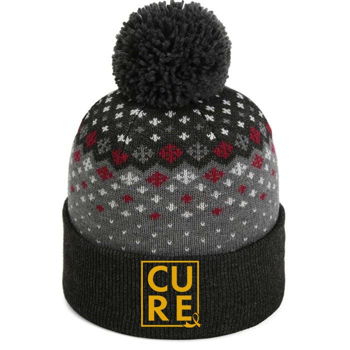 CURE Childhood Cancer Awareness Yellow Gold Ribbon The Baniff Cuffed Pom Beanie