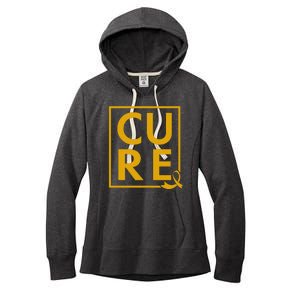 CURE Childhood Cancer Awareness Yellow Gold Ribbon Women's Fleece Hoodie