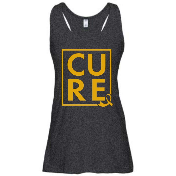 CURE Childhood Cancer Awareness Yellow Gold Ribbon Ladies Essential Flowy Tank