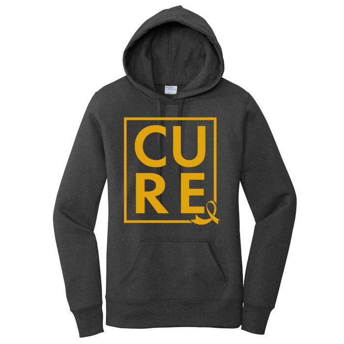 CURE Childhood Cancer Awareness Yellow Gold Ribbon Women's Pullover Hoodie