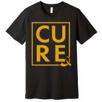 CURE Childhood Cancer Awareness Yellow Gold Ribbon Premium T-Shirt