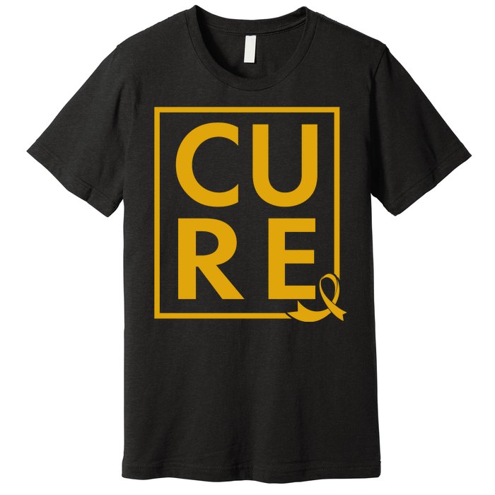 CURE Childhood Cancer Awareness Yellow Gold Ribbon Premium T-Shirt