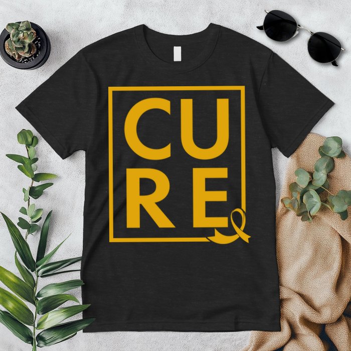 CURE Childhood Cancer Awareness Yellow Gold Ribbon Premium T-Shirt