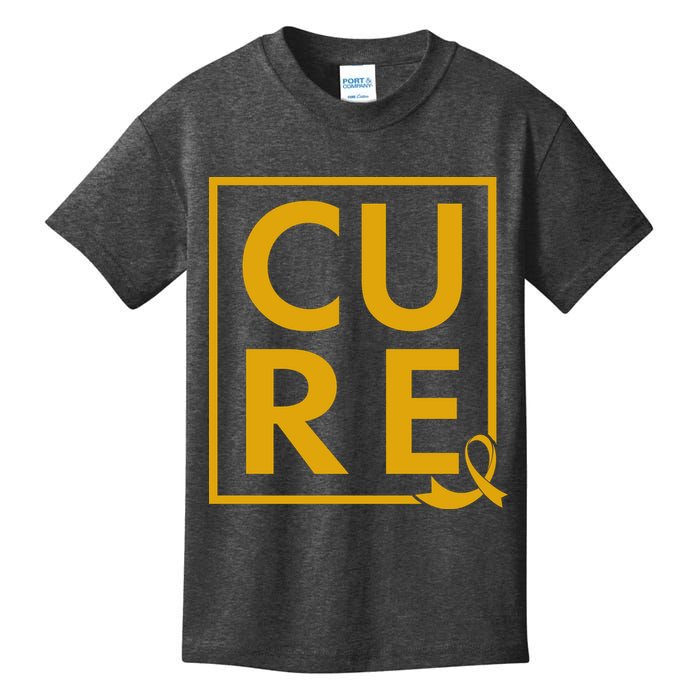 CURE Childhood Cancer Awareness Yellow Gold Ribbon Kids T-Shirt