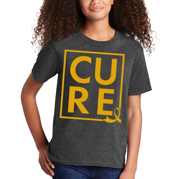 CURE Childhood Cancer Awareness Yellow Gold Ribbon Kids T-Shirt