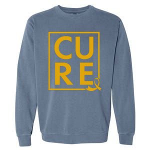 CURE Childhood Cancer Awareness Yellow Gold Ribbon Garment-Dyed Sweatshirt