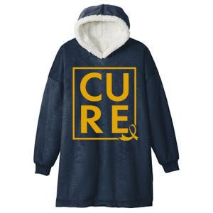 CURE Childhood Cancer Awareness Yellow Gold Ribbon Hooded Wearable Blanket