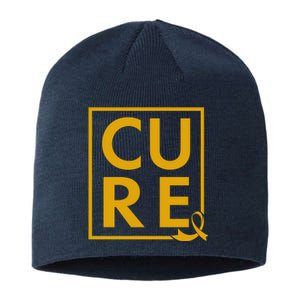 CURE Childhood Cancer Awareness Yellow Gold Ribbon Sustainable Beanie