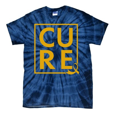 CURE Childhood Cancer Awareness Yellow Gold Ribbon Tie-Dye T-Shirt