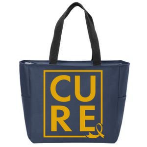 CURE Childhood Cancer Awareness Yellow Gold Ribbon Zip Tote Bag