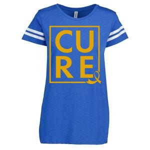 CURE Childhood Cancer Awareness Yellow Gold Ribbon Enza Ladies Jersey Football T-Shirt