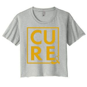 CURE Childhood Cancer Awareness Yellow Gold Ribbon Women's Crop Top Tee