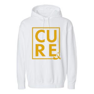 CURE Childhood Cancer Awareness Yellow Gold Ribbon Garment-Dyed Fleece Hoodie