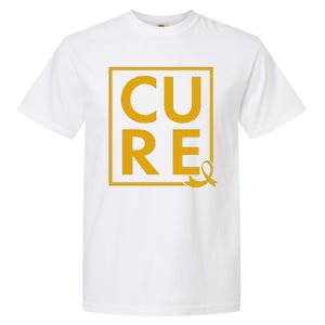 CURE Childhood Cancer Awareness Yellow Gold Ribbon Garment-Dyed Heavyweight T-Shirt